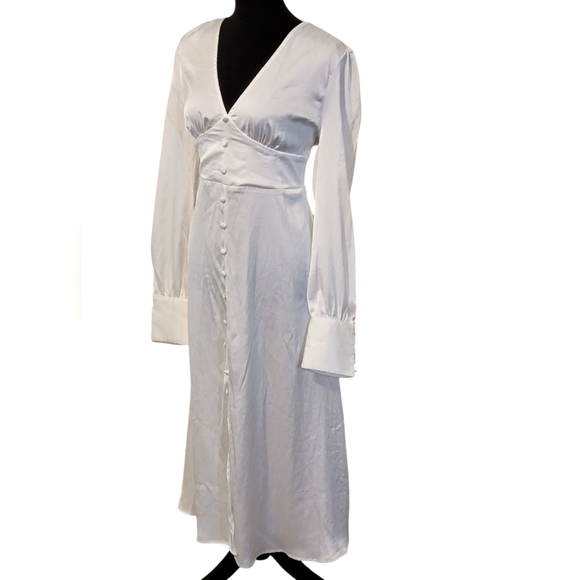 Cider Satin Faux Button Down Slip Maxi Dress - Picture 3 of 13